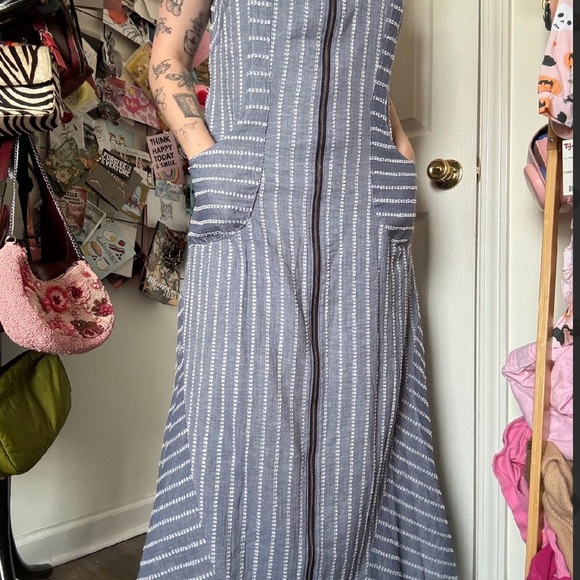 HILTON HOLLIS ZIPPER DENIM MAXI DRESS SIZE 10 - Picture 4 of 6